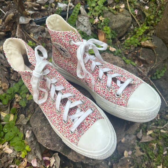 Converse Chuck Taylor All Star Floral High Top Platform Sneakers Size 7 1/2 - Picture 3 of 12